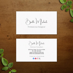 Minimale Handschrift eines Modedesigners Visitenkarte