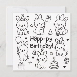 Minimale Hasen-Doodle-Geburtstagskarte Karte