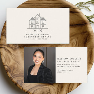 Minimale Haus-Monogramm-Foto für Immobilienmakler Visitenkarte