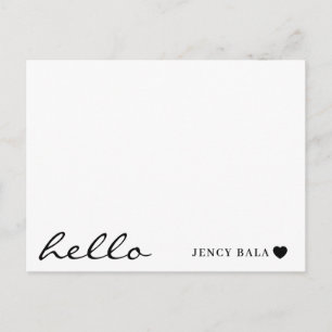 Minimale Hello Moderne Herzgestaltung Postkarte