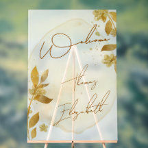 Minimale Herbst-Gold-Botanik-Script-Hochzeit