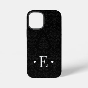Minimale Herz Chic Anfangsmonogramm Schwarzer Dama iPhone 12 Mini Hülle