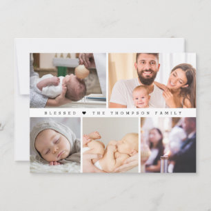 Minimale Herz-Taufe-Fotocollage gesegnet klein Dankeskarte