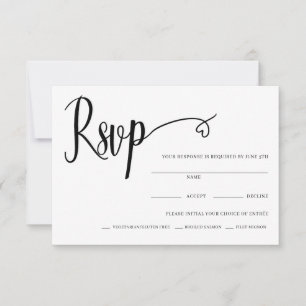 Minimale Herzschrift Hochzeit RSVP-Karte Dankeskarte