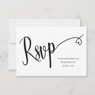 Minimale Herzschrift Hochzeit RSVP-Karte Dankeskarte