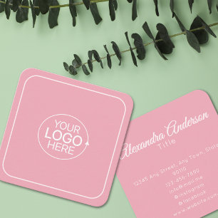 Minimale Hinzufügen Ihres Logos Rosa Farbkalligraf Quadratische Visitenkarte