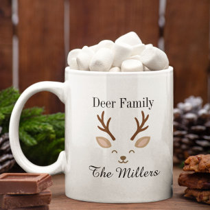 Minimale Hirschfamilie-Rentier-Weihnachten Kaffeetasse