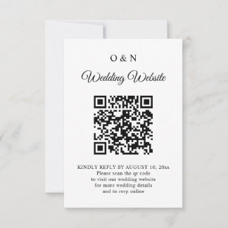 Minimale Hochzeit Schwarz-Weiß-QR-Code-RSVP RSVP Karte