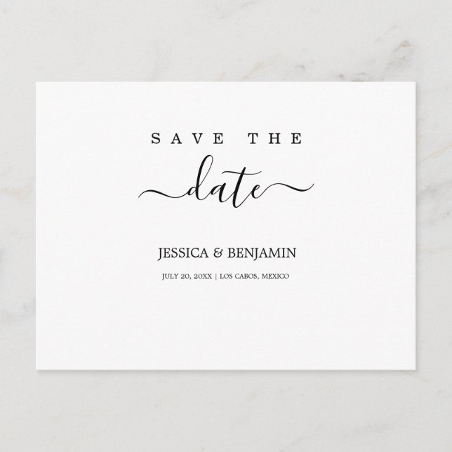Minimale Hochzeit Speichern Sie die Datumspostkart Postkarte (Vorderseite)