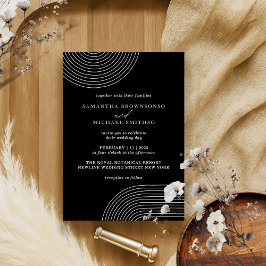 Minimale Hochzeit zwischen Schwarz und Weiß Einladung