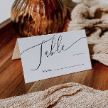 Minimale Hochzeiten-Tischnummer Platzkarte<br><div class="desc">Minimale und einfache Tischnummer Platzkarte für Ihre Hochzeit mit einem modernen Skript-Schriftart,  der "Tisch" mit einer Leerzeile,  wo Sie die Tischnummer und den Namen des Gastes ausfüllen können. Sie können die Namen der Braut und des Bräutigams auf der Rückseite hinzufügen.</div>
