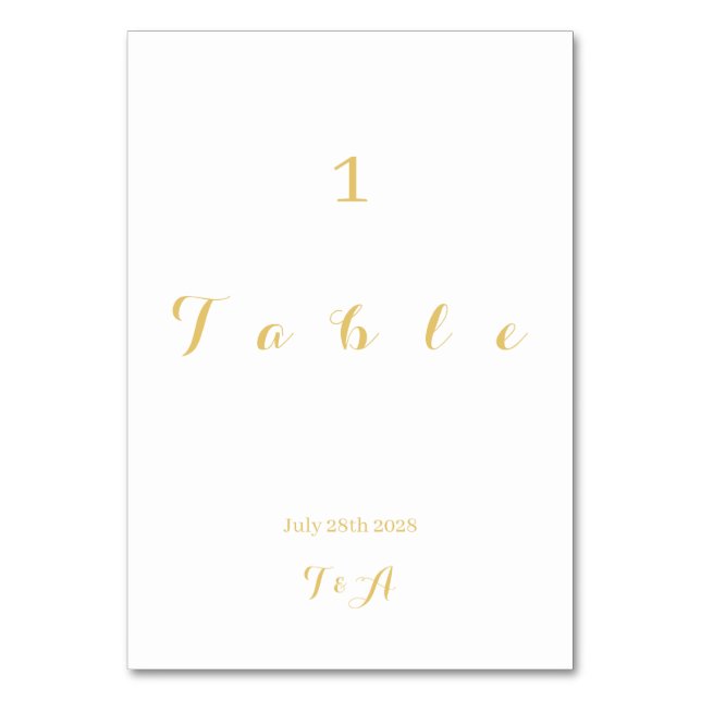 Minimale HochzeitGold-Tischnummer Tischnummer (Vorderseite)