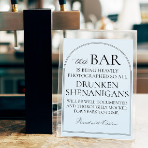 Minimale Hochzeitsbar-Schild Humor Poster