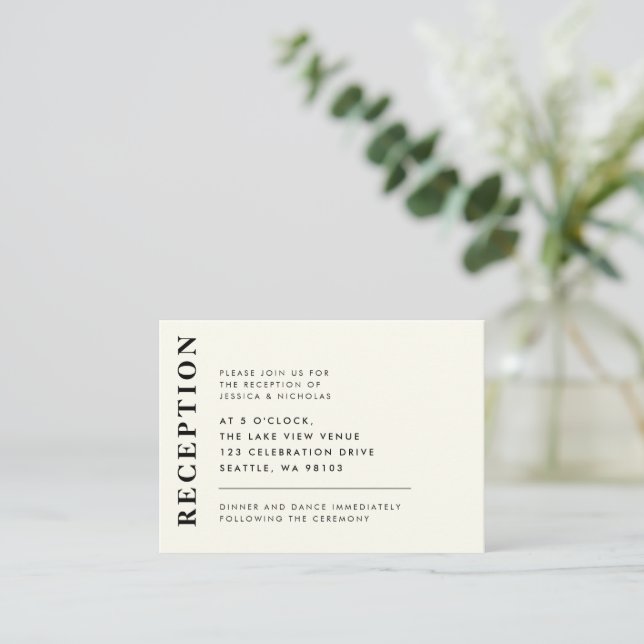 Minimale Hochzeitsempfehlung für Elfenbein Begleitkarte (Stehend Vorderseite)