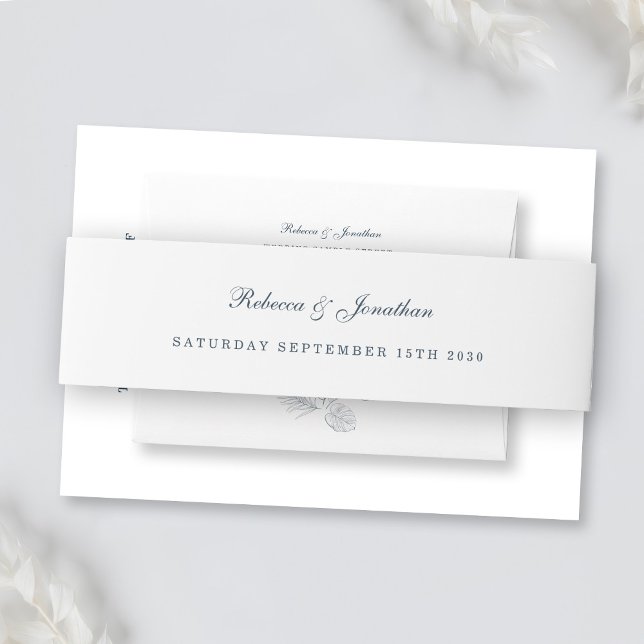 Minimale Hochzeitseröffnungsband der Marine Einladungsbanderole (Von Creator hochgeladen)