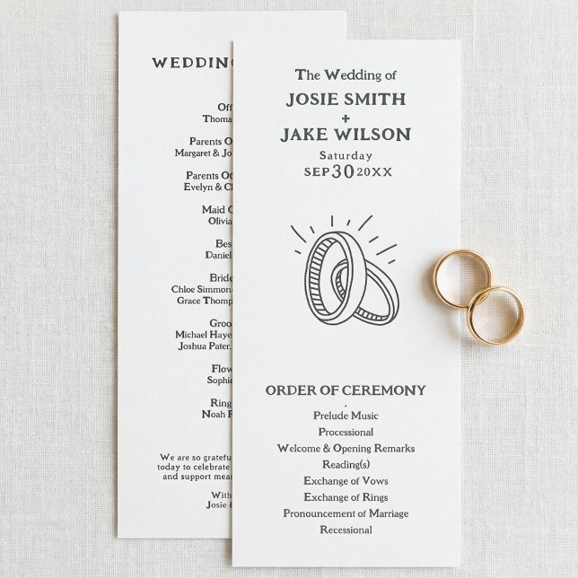 Minimale Hochzeitsringe Hochzeitszeremonie Program Programm (Minimal wedding rings wedding ceremony program)
