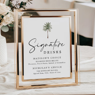 Minimale Hochzeitsschild mit Palme für Signature D Poster