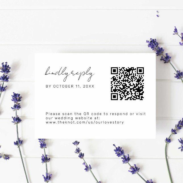 Minimale Hochzeitsskripte Einfache QR Code RSVP Ka (Von Creator hochgeladen)