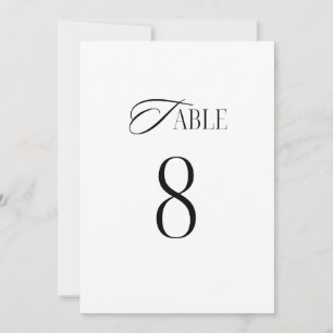 Minimale Hochzeitstisch-Nummer – Elegantes Schwarz Einladung