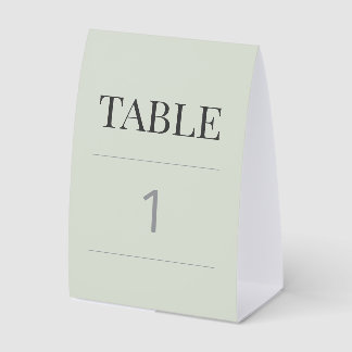 Minimale Hochzeitstischnummer Blassgrün-Salbei Tischaufsteller