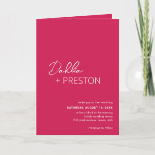 Minimale Hot Pink QR-Code moderne Hochzeit Einladung