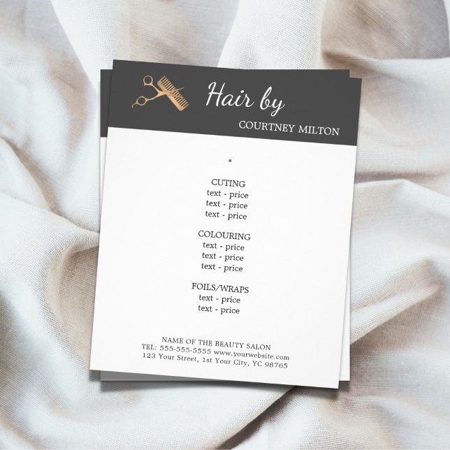 Minimale Imitate Gold Scissors Comb Fairstylist Me Flyer (Von Creator hochgeladen)
