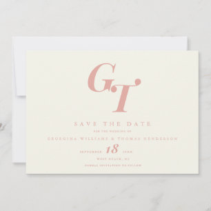 Minimale Initialen   Moderne elegante Peach-Korall Save The Date