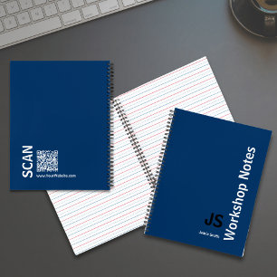 Minimale Initials Black Blue White Workshop Notizbuch