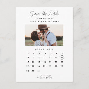 Minimale Kalender-Foto-Hochzeit Termin merken Ankündigungspostkarte