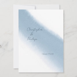 Minimale Kalligrafie Blaue Wasserfarbe Save the Da Einladung