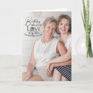 Minimale Kalligrafie-Foto-Geburtstag Schwiegertoch Karte