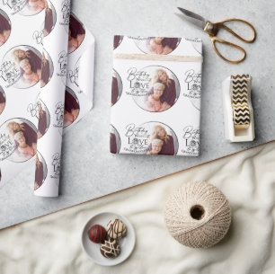 Minimale Kalligrafie-Foto-Geburtstags-Enkelin Geschenkpapier