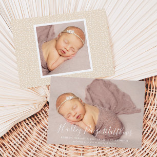 Minimale Kalligrafie-Schrift Baby Mädchen Foto Geb Ankündigung