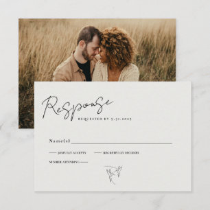 Minimale Kalligrafie-Schrift Foto RSVP Karte