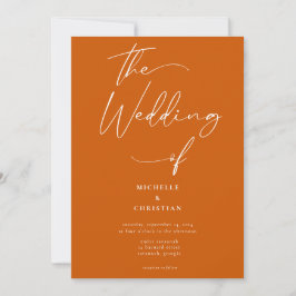 Minimale Kalligrafie Script Burnt Orange Wedding Einladung