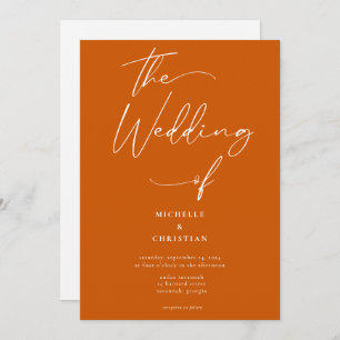 Minimale Kalligrafie Script Burnt Orange Wedding Einladung