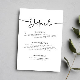 Minimale kalligraphische Hochzeitdetails Begleitkarte