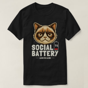 Minimale Katze Social Battery Stimmung Design T-Shirt