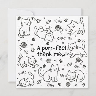 Minimale Katzen-Doodle-Dankeskarten