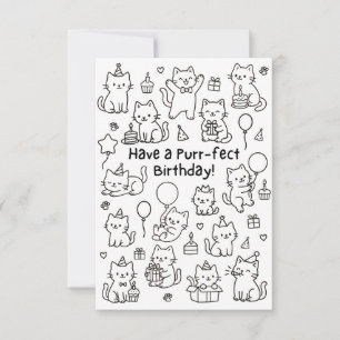 Minimale Katzen-Doodle-Funny-Geburtstagskarte Dankeskarte