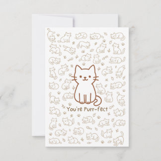 Minimale Katzen-Doodle-Karte | Linienzeichnung Dankeskarte