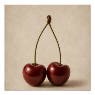 Minimale Kirsch-Wandkunst Neutrales Coquette-Pos Poster