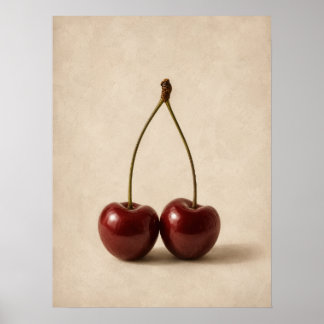 Minimale Kirsch-Wandkunst | Neutrales Coquette-Pos Poster