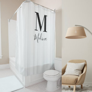 Minimale klassische White Black Monogram Moderne S Duschvorhang
