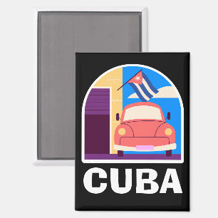 Minimale Kuba-Insel-Retro-Reise  Magnet