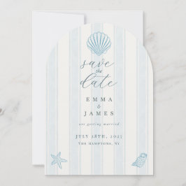 Minimale Küsten-Muschel-Hochzeit - Save-the-Date-K Einladung