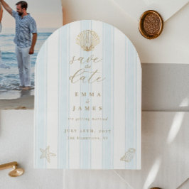 Minimale Küsten-Muschel-Hochzeit - Save-the-Date-K Einladung