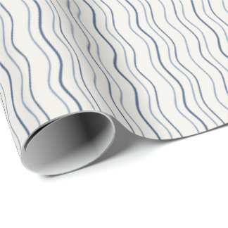Minimale Küsten-Wellig-Streifen Blau Muster Geschenkpapier