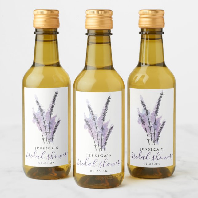 Minimale Lavendel Brautparty Mini Weinkarte Weinetikett (Flaschen)
