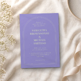 Minimale Lavendel Silber Einfache Hochzeit Einladung